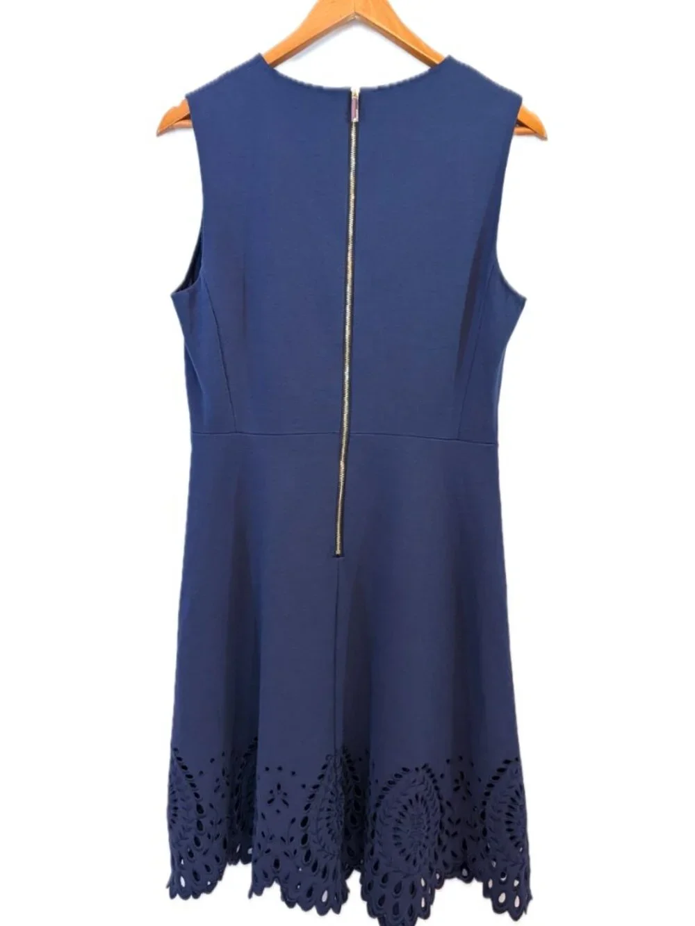 Kate Spade | Sleeveless Fit & Flare Eyelet Cutout Dress in Navy Blue | Size 10